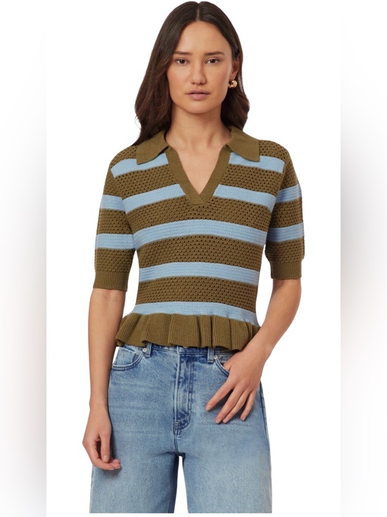 Scotch & Soda Sweaters - NWT Scotch & Soda Pointelle Peplum Sweater Green Moss Cerulean XS
